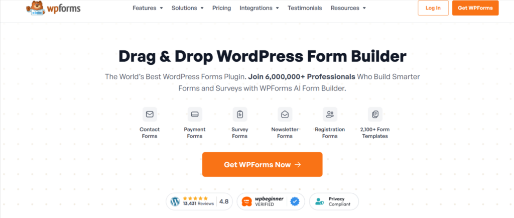 WPForms home page